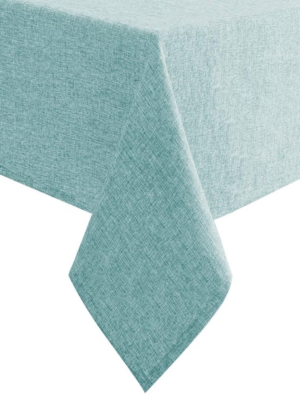 Linen-Texture Aqua Rectangular Tablecloth 102 X 60